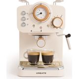 CREATE - Express Koffiemachine - Mat Gebroken wit - Gemalen koffie - Espresso - Cappuchino - Machiato - Americano - THERA MATT RETRO