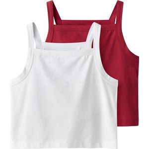 NAME IT NKFVILINA 2P CROP TOP Meisjes Tanktop - Chinese Red Bright White