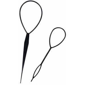 Krultangen - Haarstaartgereedschap, 2 stuks vlechtstylinggereedschap, hairstylinghulp voor eenvoudige en elegante styles, stylingaccessoires voor vrouwen en meisjes geschikt voor beginners (zwart)