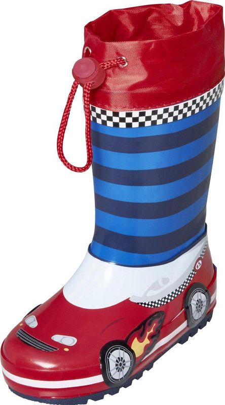 Playshoes - Regenlaarzen - Rood/blauw - Raceauto