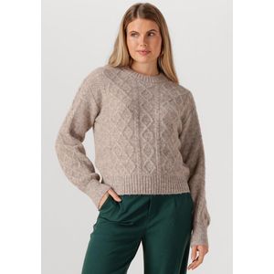 Object Objsaggia Lo Cable Knit Pullover Div Truien & vesten Dames - Sweater - Hoodie - Vest- Beige - Maat M