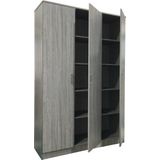 Ray - Opbergkast - Grijze Eik - 120 cm - 3 Deuren - 4 Legplanken