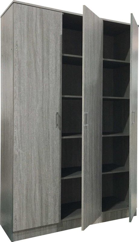 Ray - Opbergkast - Grijze Eik - 120 cm - 3 Deuren - 4 Legplanken