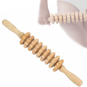 Houten Massage Roller - Fascia Release Tool - Verlicht Spierpijn & Cellulitis - Voor Therapie & Herstel - Spierroller - Volwassenen - Houtkleur - 35cm - 1 stuk