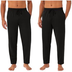 2 Pack Fruit of the Loom Jogginbroek Heren met Rechte Pijp - Trainingsbroek Heren - Zwart (Maat M)