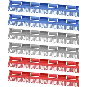 Pack of 6 Sock Clips - 30 x 4.5 cm - Radiator Dryer - Washing Rack - Plastic - Voor Sokken en Handdoeken (Rood/Blauw/Grijs)