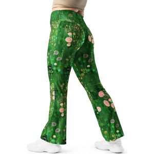 Gustav Klimt 'Rozenstruiken onder de Bomen' (""Rosebushes under the Trees"") Beroemde Schilderij Flare Leggings | Premium Kunst Flare Legging Dames | XXS