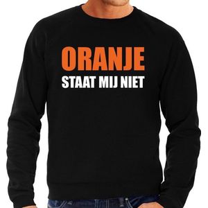 Oranje staat mij niet sweater zwart heren - Koningsdag trui - Kleding voor EK/WK/Hollands feest S