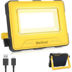 Draagbare 60W LED Werklamp met Accu en Zonne-opladung - 4 Lichtmodi en USB-oplader voor Buiten en Werkzaamheden