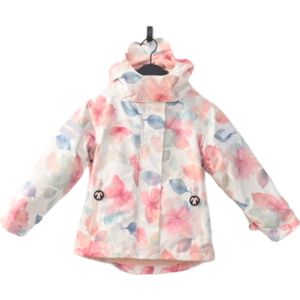 Ducksday - Winterjas - Kinderen - Uitneembare Fleece jas - Waterdicht - Ademend - 3 in 1 - Winterjas - Unisex - Roze- Gebloemd - Maat 146/152 - 12 jaar