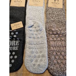 3 Paar - Alpaca Wollen Sokken - Huissokken - Maat 40-43 - Met Anti Slip Noppen - Wintersokken - Cadeau Artikel