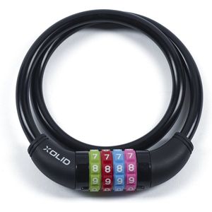 Xolid Ø10mm / 65cm - Kabelslot - Cijferslot Fietsslot - Eigen Code Instelbaar - Zwart