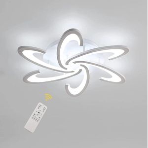 6 LED Ringen Plafondlamp - Dimbaar Met Afstandsbediening - Wit - LED Plafondlamp - Woonkamerlamp - Moderne lamp - Plafonniere