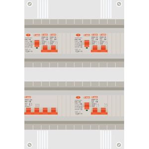 3 fase groepenkast met 4 licht groepen en kookgroep