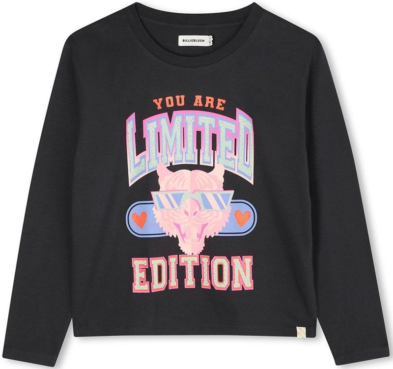 Billieblush - U21226 - T-shirt - Zwart - Lange Mouwen - Meisjes