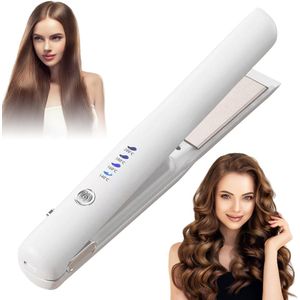 CHIWIN Draadloze Stijltang 2 in 1 - Mini Stijltang en Krultang - Reis Stijltang - Steilen & Krullen - 2600mAh Batterij - 30S Snel opwarmen - 4 Warmtestanden - 140℃ t/m 200℃ - Keramische Platen - USB Oplaadbaar - Steilen & Krullen - Wit