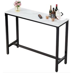 Mrs. Jones Bartafel - Hoge tafel - Bar - Gesinterd steen - Marmerlook - Wit - Stalen poten - Zwart - Industrieel