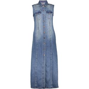 Geisha 47013-10 Jeans Dress Long Sleeveless Stonewash Denim Tinted