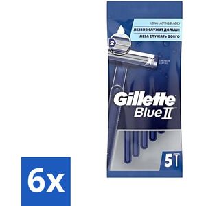 6 x Gillette - Blue II - Wegwerpscheermesjes - Precisie & Comfort - 5 Scheermesjes - Wegwerpscheermesjes - Scheermesjes - Gillette Blue II - Scheermesjes Voor Mannen - Scheermesjes Voor Op Reis