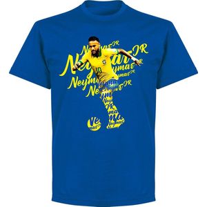 Neymar Brazilië Script T-Shirt - Blauw - XXL
