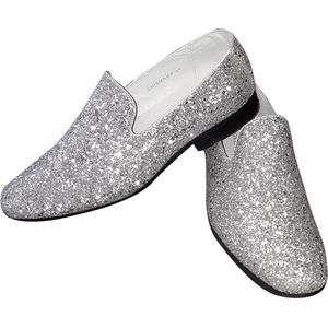 Heren - Glitter schoen - Zilver - Maat 46 - Disco