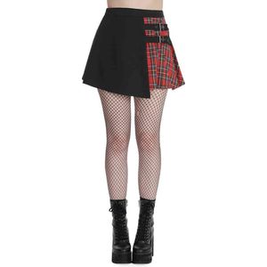 Banned - Tavish Tartan Rok - S - Zwart/Rood