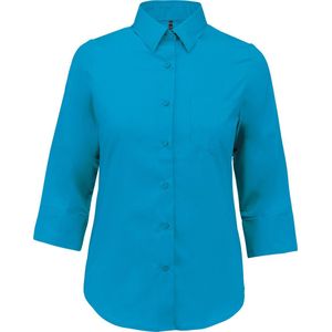 Kariban Overhemd in onderhoudsvriendelijk polykatoen-popeline 3/4-mouwen dames K558 - Bright Turquoise - XXL