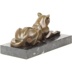 Liggende kat - Bronzen beeld - Sculptuur - 12,1 cm hoog
