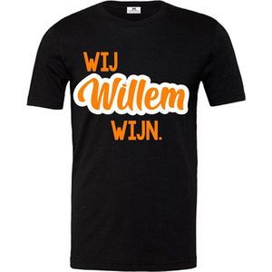 Koningsdag T-shirt-Wij Willem wijn-oranje-Maat M
