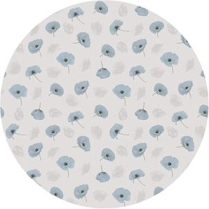 Raved Rond Tafelzeil - 140 cm ø - Klaprozen Blauw - PVC - Afwasbaar