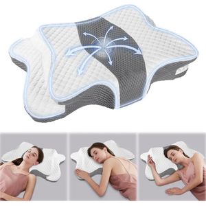 Ergonomisch Vlindervormig Nekkussen met Premium Memory Foam – Orthopedisch & Ademend voor Nek- en Schouderondersteuning