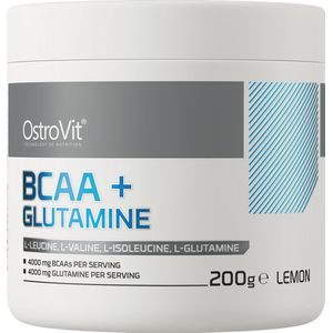 OstroVit - BCAA + Glutamine 200 g - lemon - essentiële aminozuren: BCAA (L-leucine, L-isoleucine, L-valine) en L-glutamine