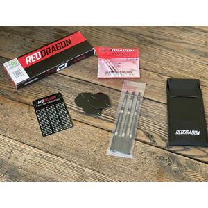 Pegasus Tungsten Steel Darts Set - 24g v3 Black Red Dragon Stems and Black
