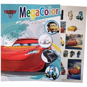 Disney Pixar Cars - Megacolor Turqoise - Kleurboek met +/- 130 kleurplaten en 1 stickervel - knutselen - kleuren - tekenen - creatief - verjaardag - kado - cadeau