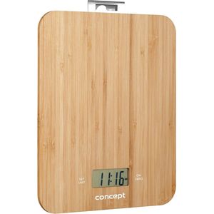 CONCEPT - Digitale Keukenweegschaal - Bamboe - 15kg Klok Timer Bamboe Ontwerp max. 15kg met ophanghaak