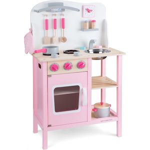SHOP YOLO - Keukentje speelgoed - houten speelkeuken - kinderkeukentje - Met accessoires - Roze