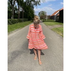 Hill Fashion - Zomerjurk - Summertime - Oranje/Roze -Neon - Maat one-size