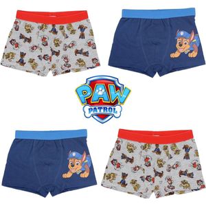 PAW Patrol Boxershort - Set van 4 - Blauw + Grijs/Oranje - Maat 98/104