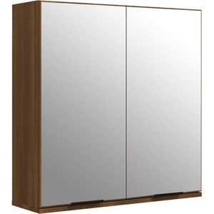 vidaXL - Badkamerkast - met - spiegel - 64x20x67 - cm - bruin - eikenkleur