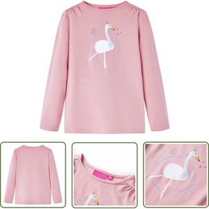 vidaXL Meisjeshemd - Kinderhemd - Kindershirt met lange mouwen 92 lichtroze - Roze Hemd - Langmouwig Kindershirt - Katoenen Kindershirt