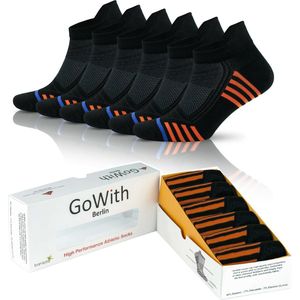 GoWith-bamboe sokken-sneaker sokken-6 paar-enkel sokken-sportsokken-naadloze sokken-cadeau sokken-zwart-40-44