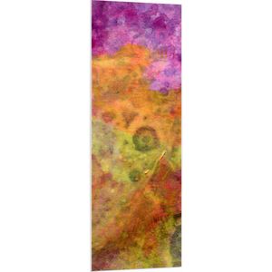 PVC Schuimplaat- Abstracte Vormen in Oranje, Gele en Paarse Tinten - 50x150 cm Foto op PVC Schuimplaat