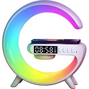 Draadloze oplader met wekker-Beschikbaar voor Apple en Android -Met bluetooth muziek functie - Sfeerlamp/wake-up light