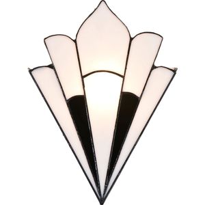HAES DECO - Wandlamp Tiffany 36x3x21 cm Wit Glas Muurlamp Sfeerlamp Tiffany Lamp