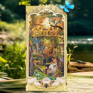 DIY Book Nook Kit｜Book Nook ｜ boekenhoek insecten boekenstandaard｜DIY-miniatuurhuis｜Bouwpakket ｜ Hobby -Boeken- Creatief -Miniatuur-Stofblad