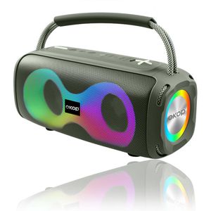 OKOP Bluetooth speaker - Draadloze muziek box - Draagbaar - Verlichting - 2x5W - Verschillende kleuren - RGB LED -Groen