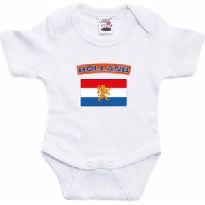 Holland baby rompertje met vlag wit jongens en meisjes - Kraamcadeau - Babykleding - Nederland landen romper 56