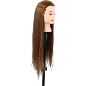 Inovra Plus - Oefenhoofd - Gouden Bruine Vezelhaar - Cosmetologie Oefenhoofd Training Hoofd Haarstyling
