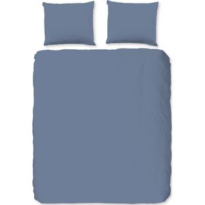 Warme flanel dekbedovertrek uni blauw - 240x200/220 (lits-jumeaux) - heerlijk zacht en hoogwaardig - moderne uitstraling - donsachtig laagje - slijtvast - ideaal tegen kou