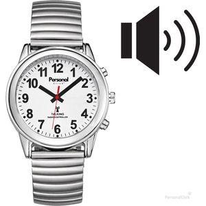 PersonalClick -Sprekend Horloge Slechtzienden & Blinden Deluxe - Nederlandse taal- Zilver- Spreekt tijd en datum - Dames & Heren Model